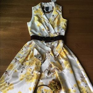 Stunning Yellow Summer Dress Wide Belt Size 6